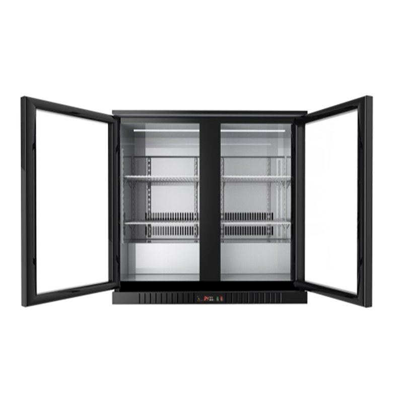 Koolmore 2-Door Metal Back Bar Cooler Counter Height Refrigerator in Black