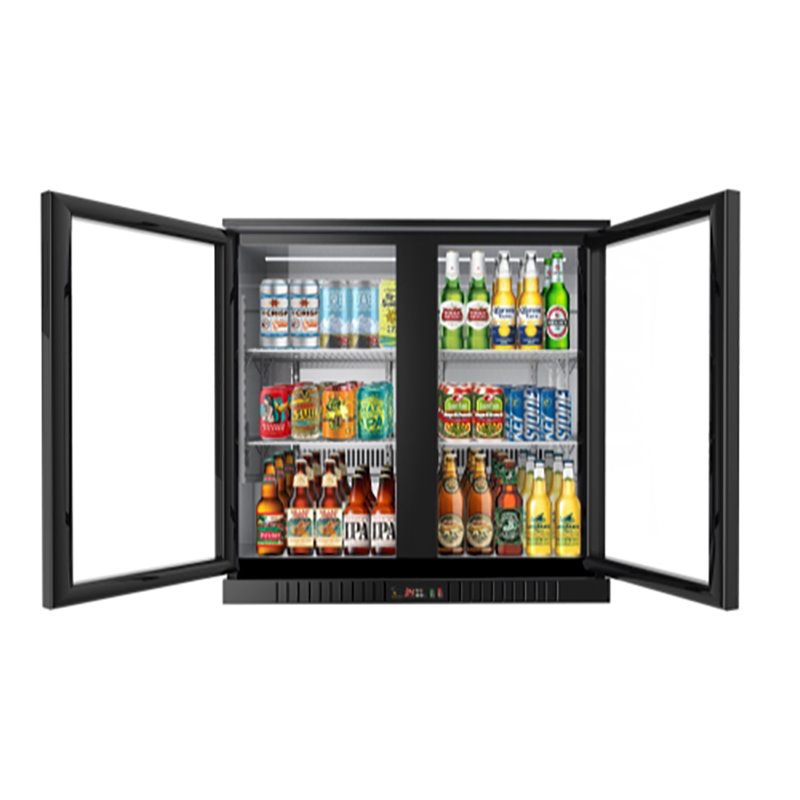 Koolmore 2-Door Metal Back Bar Cooler Counter Height Refrigerator in Black