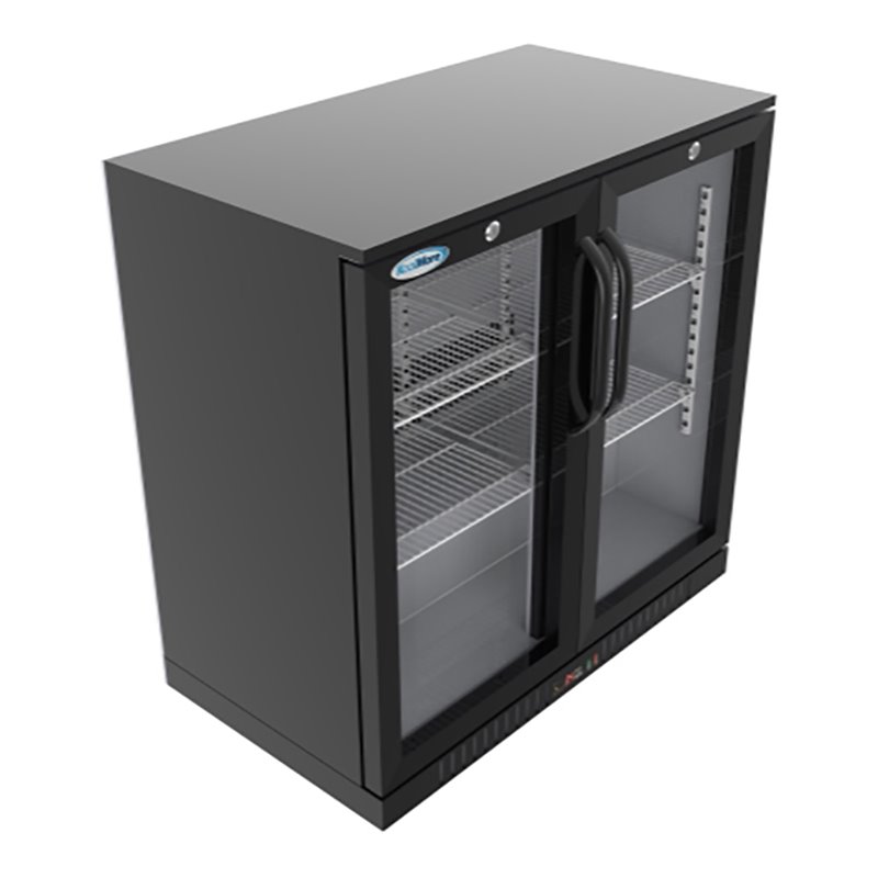 Koolmore 2-Door Metal Back Bar Cooler Counter Height Refrigerator in Black