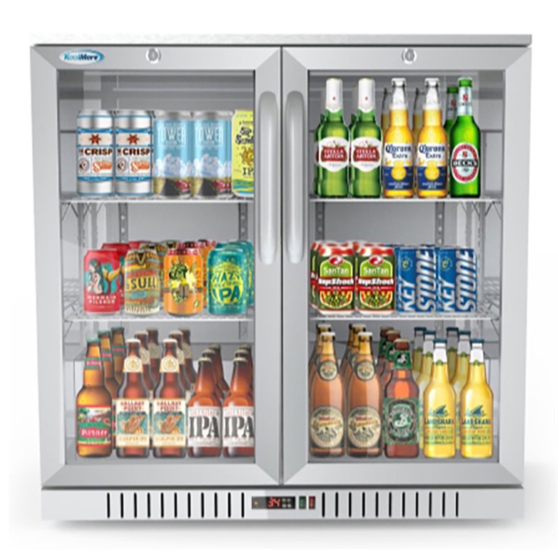 Koolmore 2-Door Stainless Steel Back Bar Cooler Refrigerator in Silver