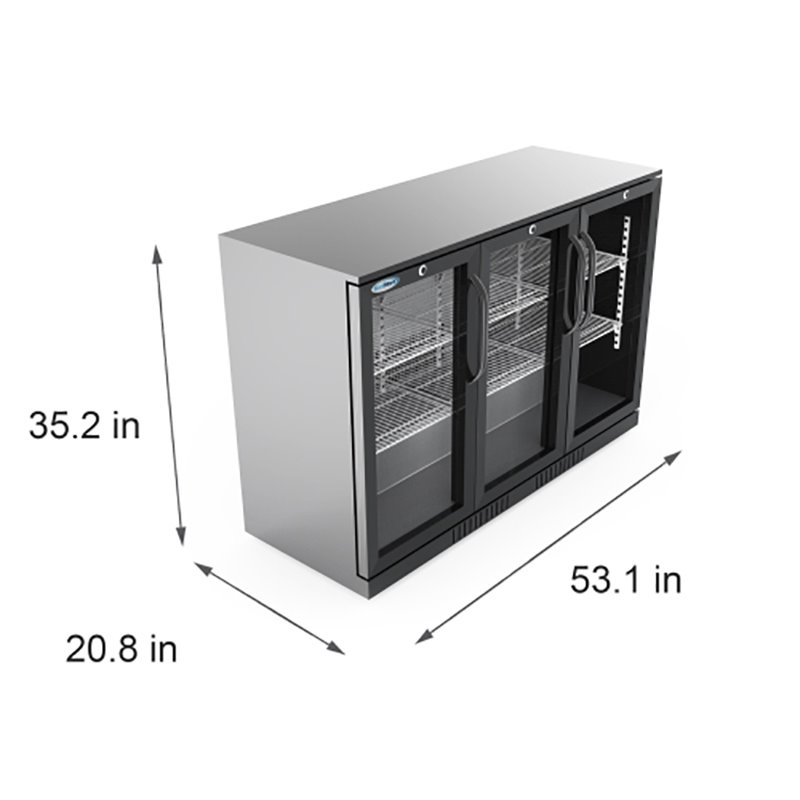 Koolmore 3-Door Metal Back Bar Cooler Counter Height Refrigerator in Black