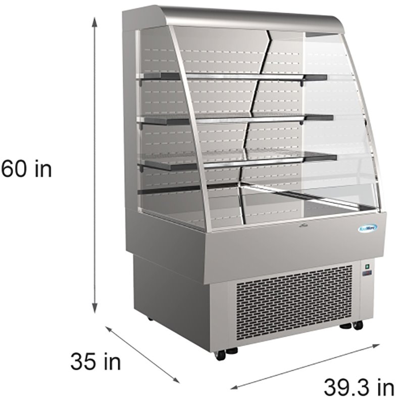 Koolmore Open-Air Merchandiser Stainless Steel Grab & Go Refrigerator in Silver