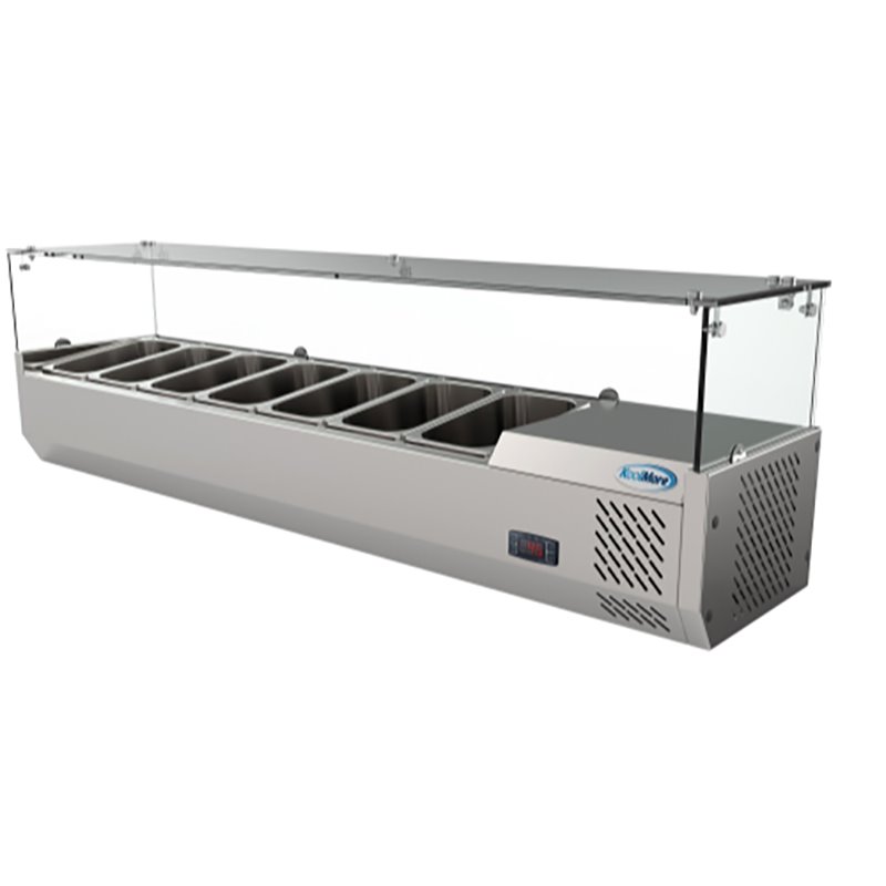 Koolmore Glass/Stainless Steel Refrigerated Countertop Prep Rail in Silver