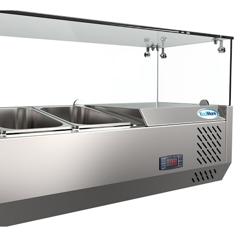 Koolmore Glass/Stainless Steel Refrigerated Countertop Prep Rail in Silver