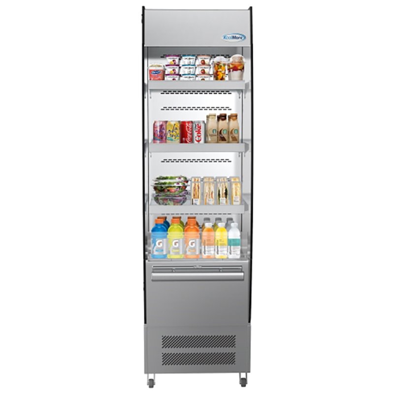 Koolmore Open Air Merchandiser Stainless Steel Grab & Go Refrigerator in Silver