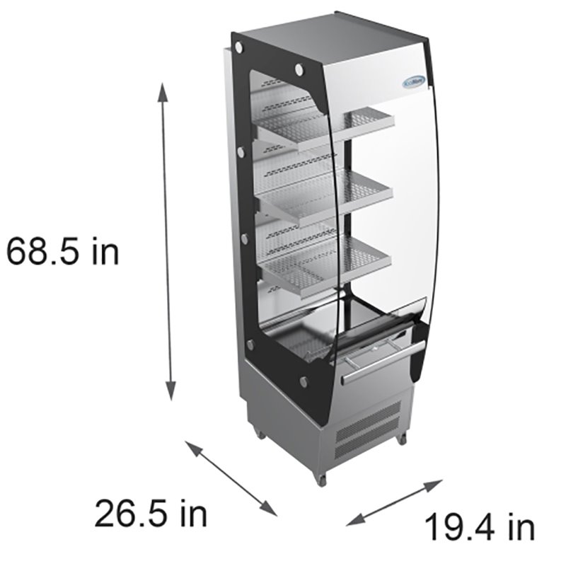 Koolmore Open Air Merchandiser Stainless Steel Grab & Go Refrigerator in Silver