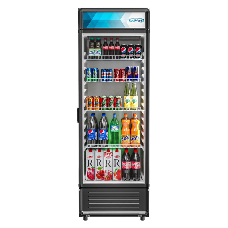 Koolmore Single Swing Door Steel/Aluminum Upright Beverage Refrigerator in Black