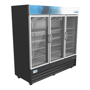 Koolmore 78.25&quot 3-Door Steel/Aluminum Display Refrigerator Merchandiser in Black
