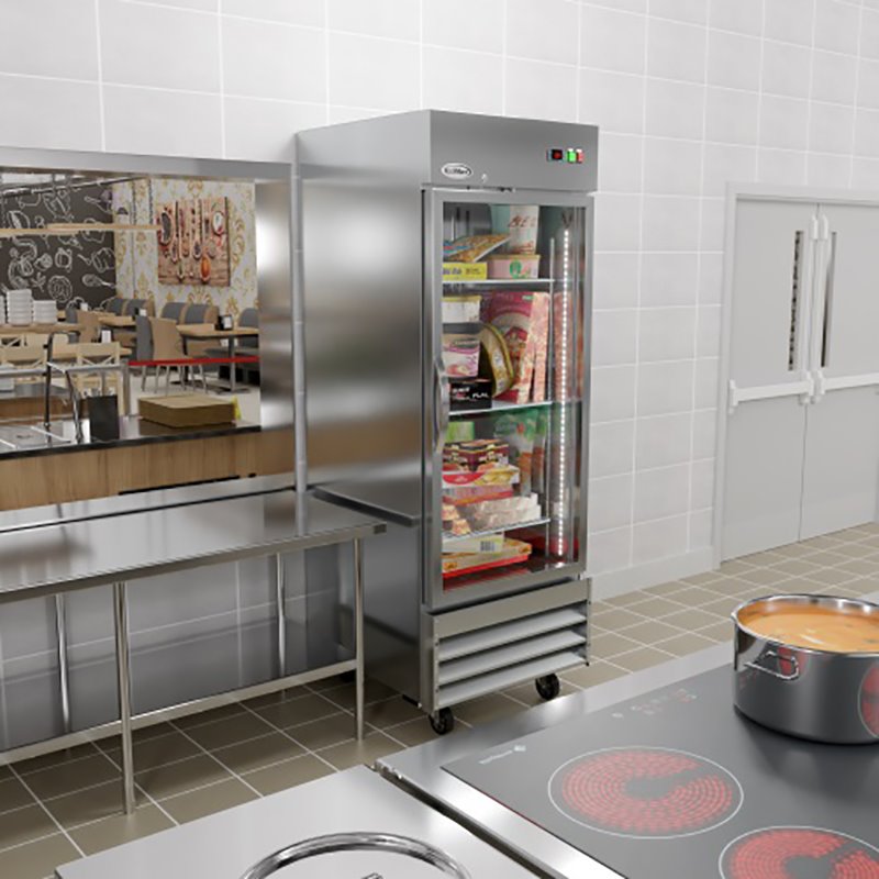Koolmore Stainless Steel Upright Freezer with 3 Storage Shelves in Silver