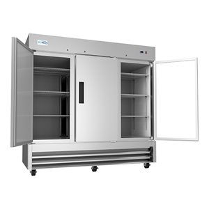 Koolmore 82&quot 3 Door Stainless Steel Upright Reach-In Freezer in Silver