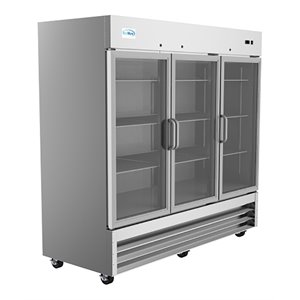 Koolmore 81&quot 3-Door LED Stainless Steel Reach-In Refrigerator Cooler in Silver