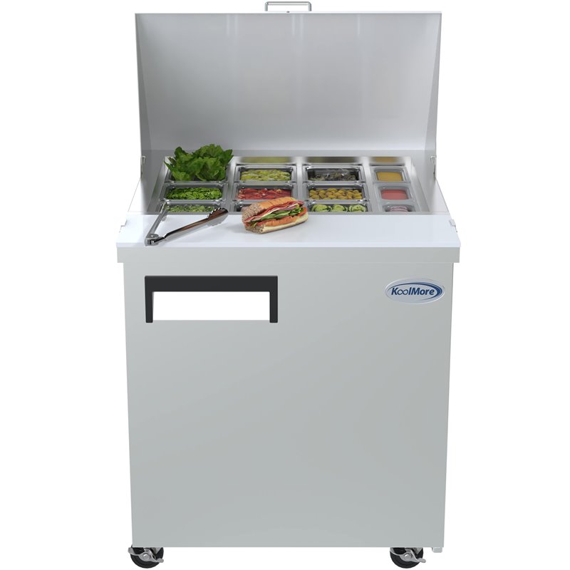 Koolmore 1 Door Stainless Steel Refrigerated Food Prep Station Table in Silver