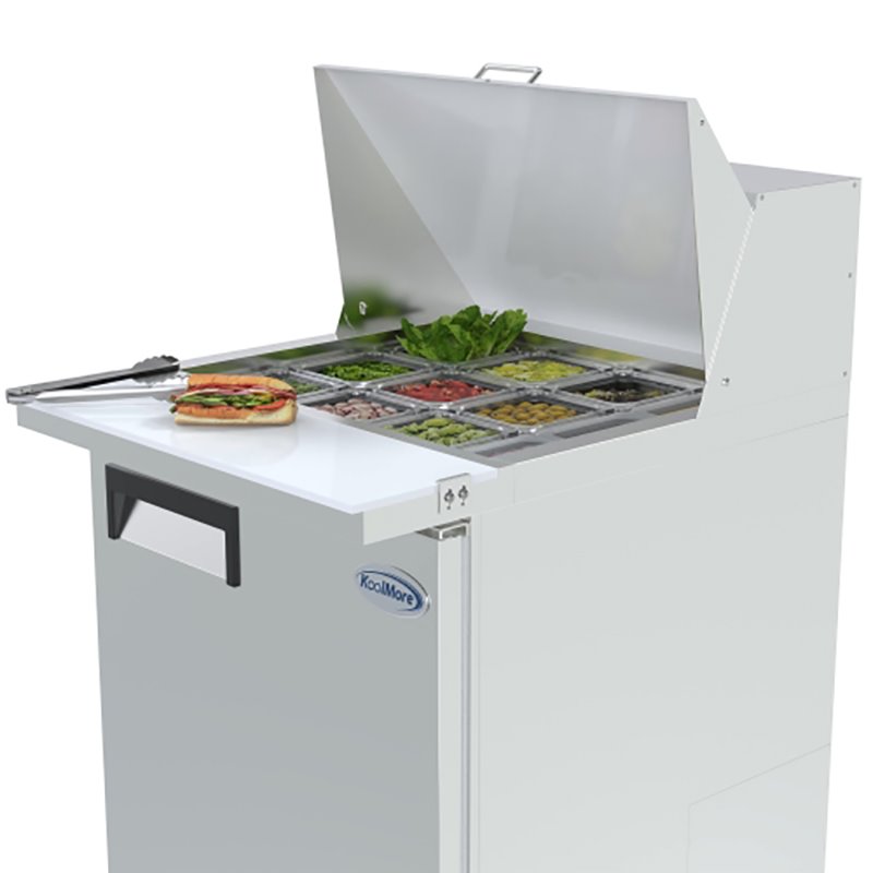 Koolmore 1 Door Stainless Steel Refrigerated Food Prep Station Table in Silver