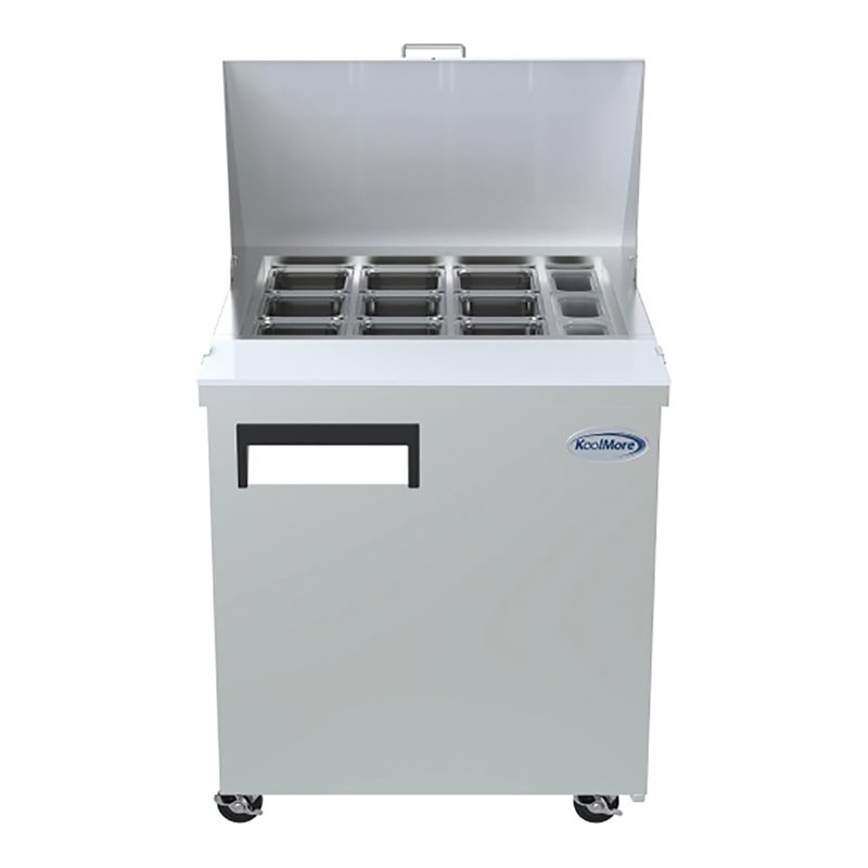 Koolmore 1 Door Stainless Steel Refrigerated Food Prep Station Table in Silver
