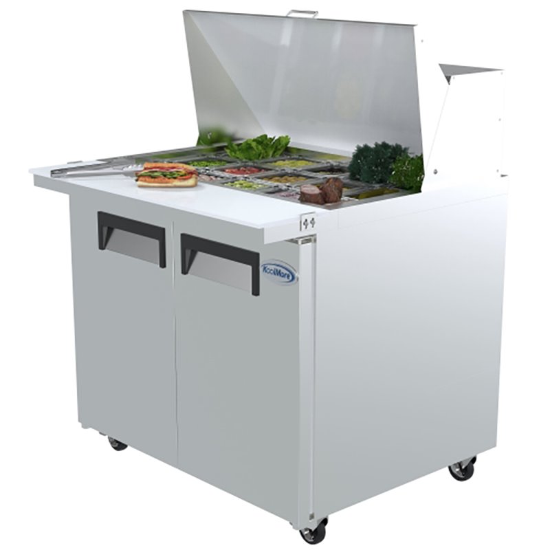 Koolmore 2-Door Stainless Steel Refrigerated Food Prep Station Table in Silver