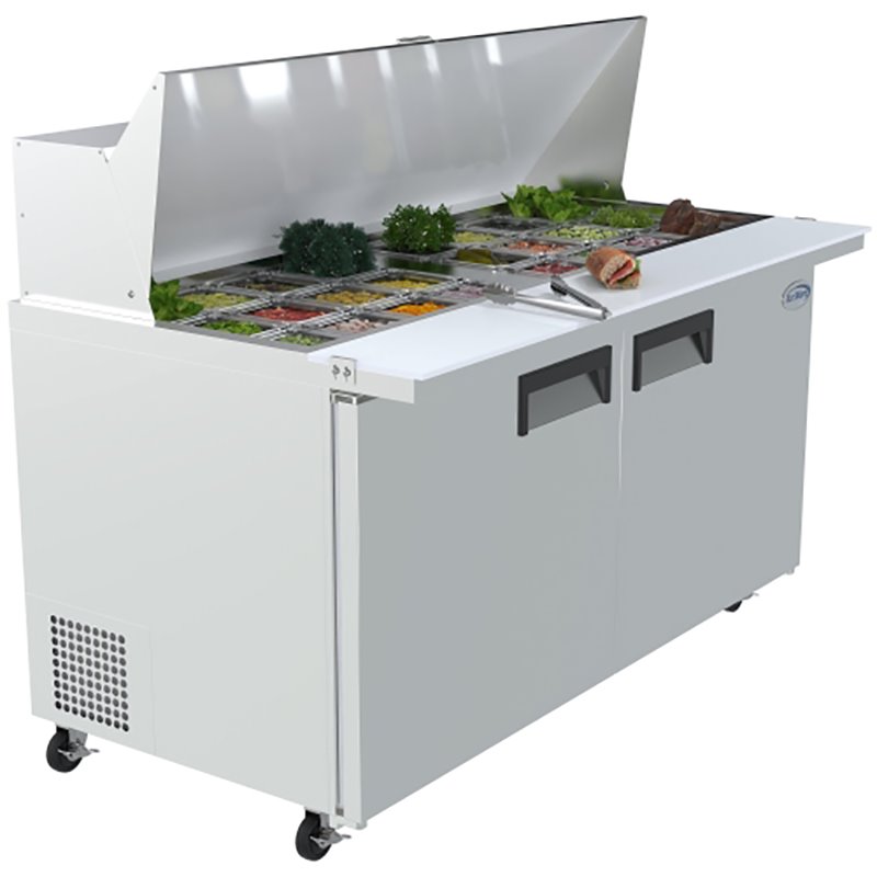Koolmore 2 Doors Stainless Steel Refrigerated Food Prep Station Table in Silver