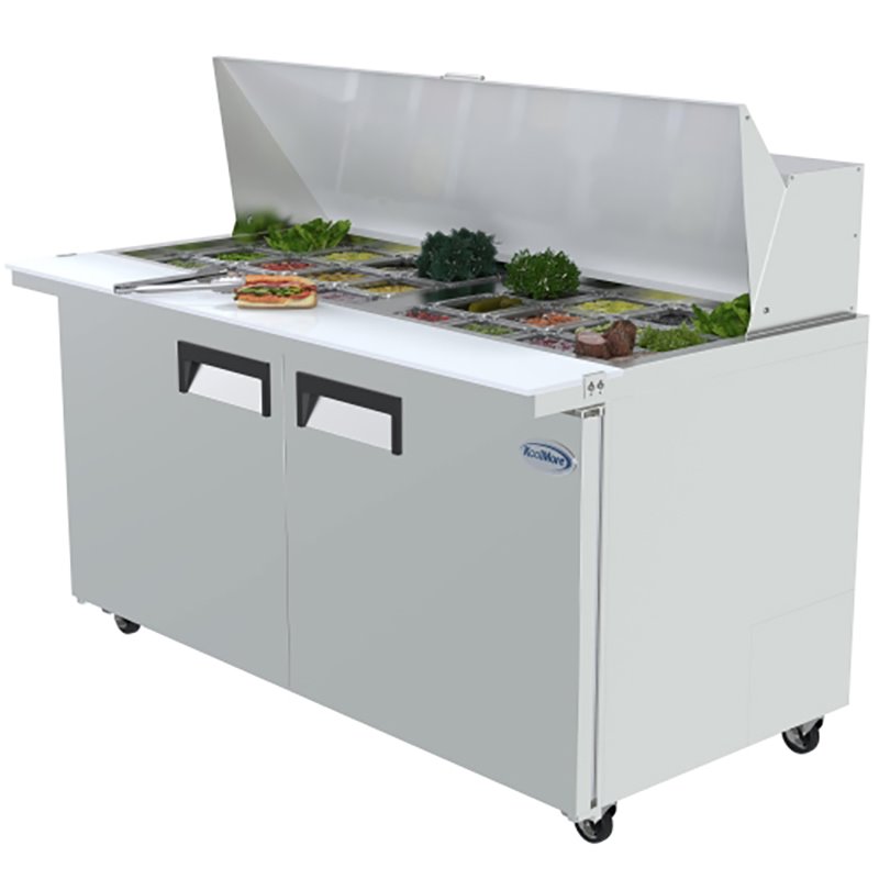 Koolmore 2 Doors Stainless Steel Refrigerated Food Prep Station Table in Silver