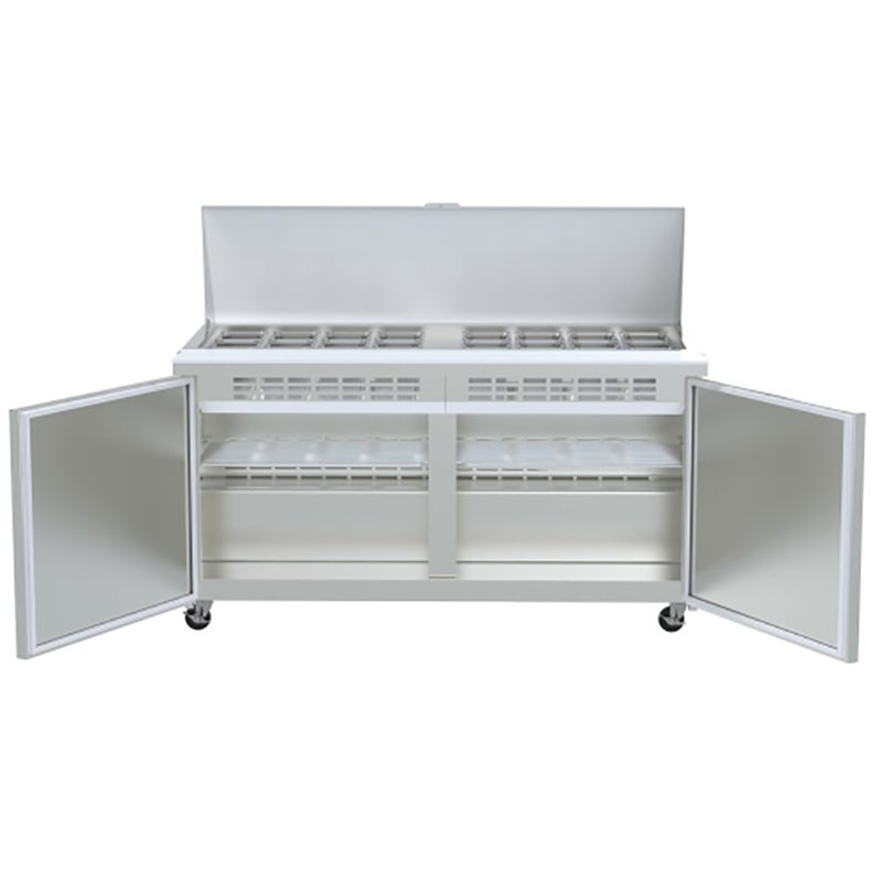 Koolmore 2 Doors Stainless Steel Refrigerated Food Prep Station Table in Silver