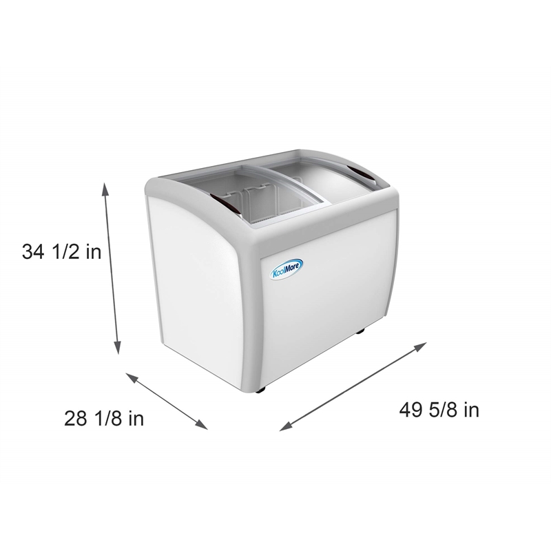 Koolmore Metal Ice Cream Freezer Display Case with 4 Storage Baskets in White
