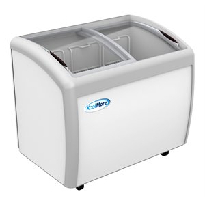 Koolmore Metal Ice Cream Freezer Display Case with 3 Storage Baskets in White