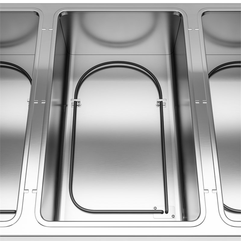 Four Pan Open Well Electric Steam Table with Undershelf and Sneeze-Guard