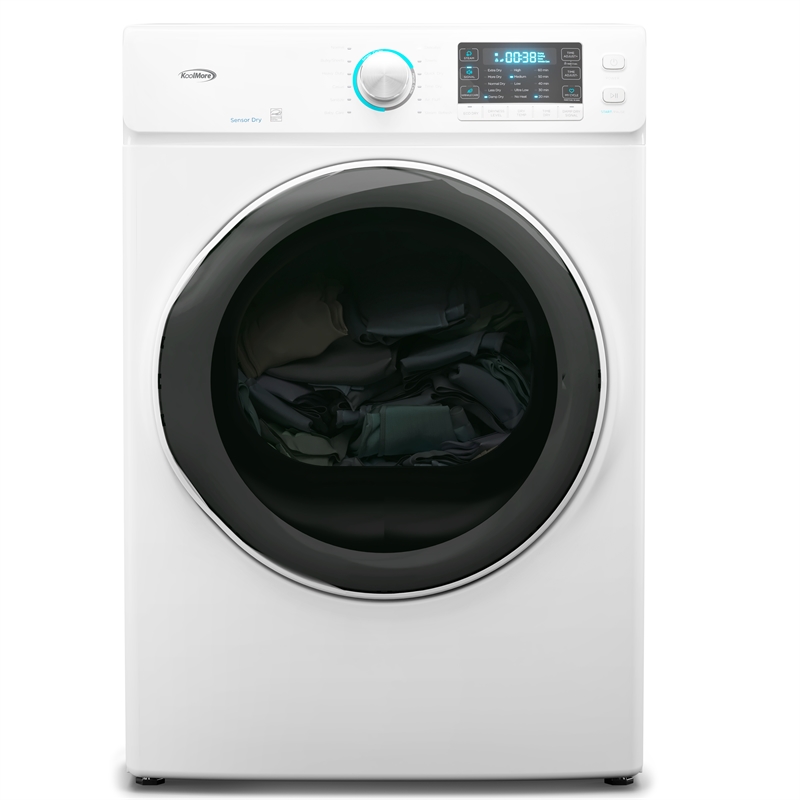 8 cu. ft. Large Stackable Vented Electric Front Load Dryer in White - 240V.