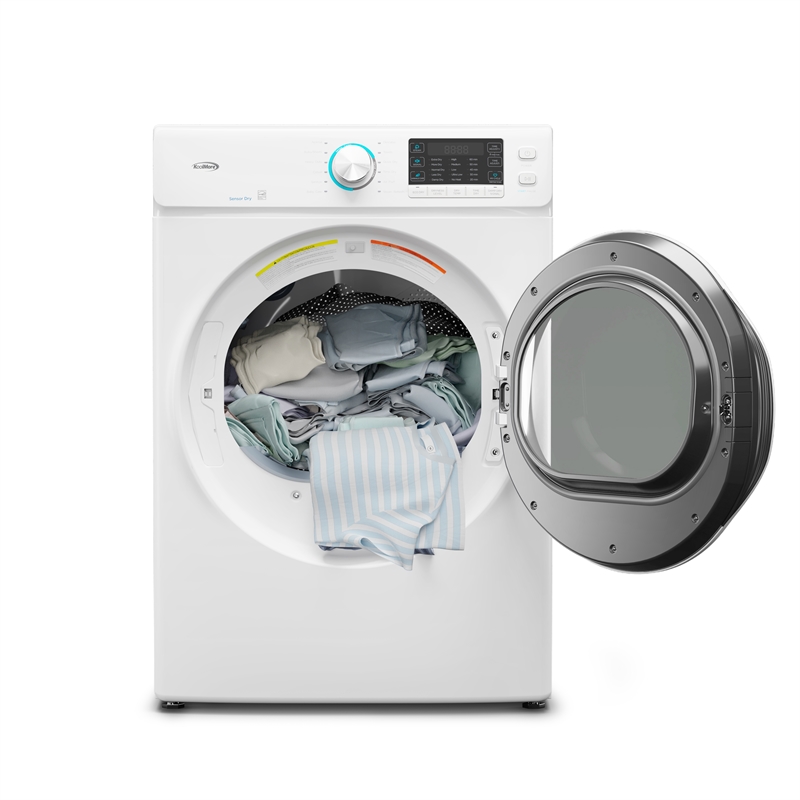 8 cu. ft. Large Stackable Vented Electric Front Load Dryer in White - 240V.