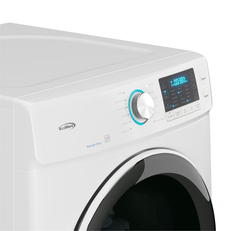 8 cu. ft. Large Stackable Vented Electric Front Load Dryer in White - 240V.
