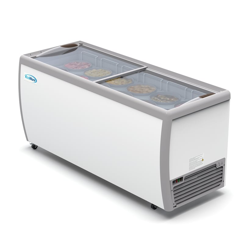 70 in. 12 Tub Ice Cream Dipping Cabinet Freezer with Sliding Door - 20 cu. ft.