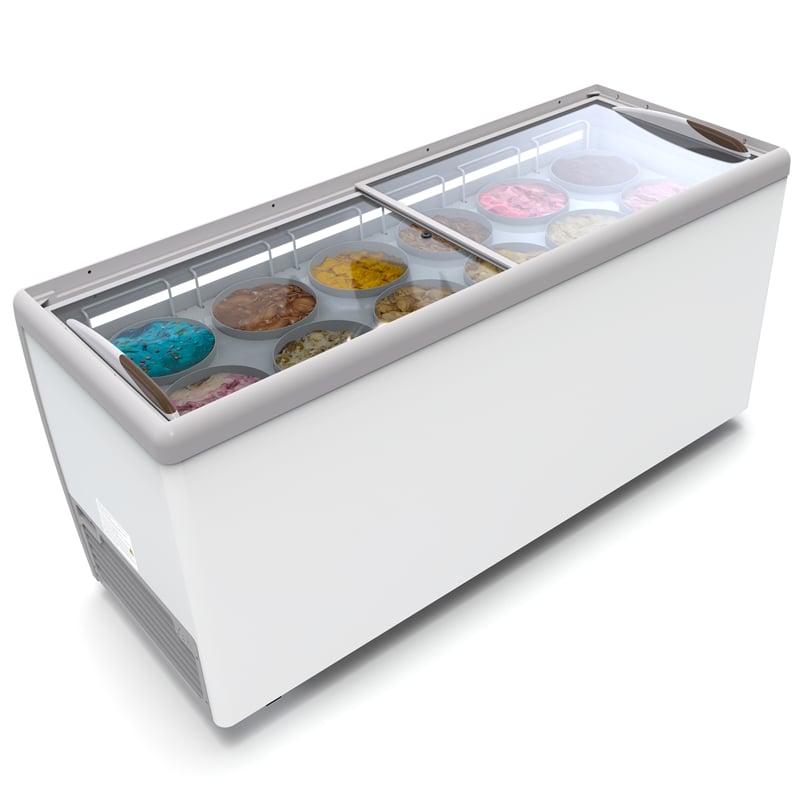 70 in. 12 Tub Ice Cream Dipping Cabinet Freezer with Sliding Door - 20 cu. ft.