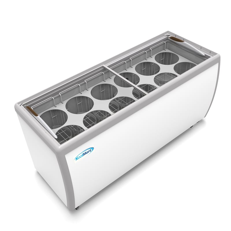 70 in. 12 Tub Ice Cream Dipping Cabinet Freezer with Sliding Door - 20 cu. ft.