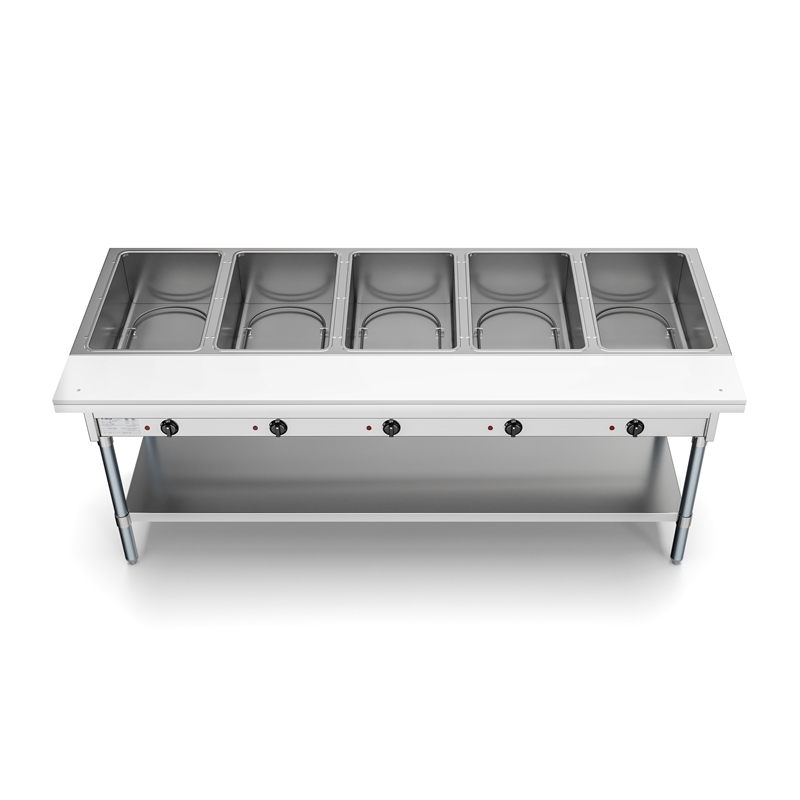 Five Pan Open Well Electric Steam Table with Undershelf 240V