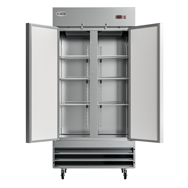 Koolmore 39 in. Commercial Stainless Steel 2-Door Reach-In Freezer in Silver