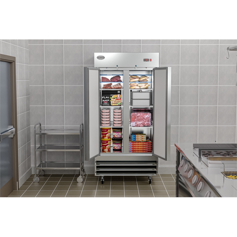 Koolmore 39 in. Commercial Stainless Steel 2-Door Reach-In Freezer in Silver