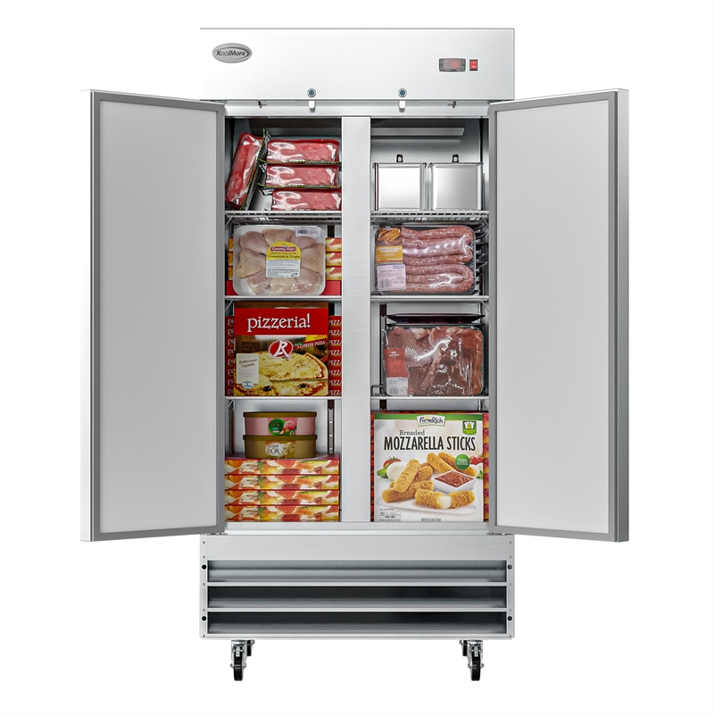Koolmore 39 in. Commercial Stainless Steel 2-Door Reach-In Freezer in Silver