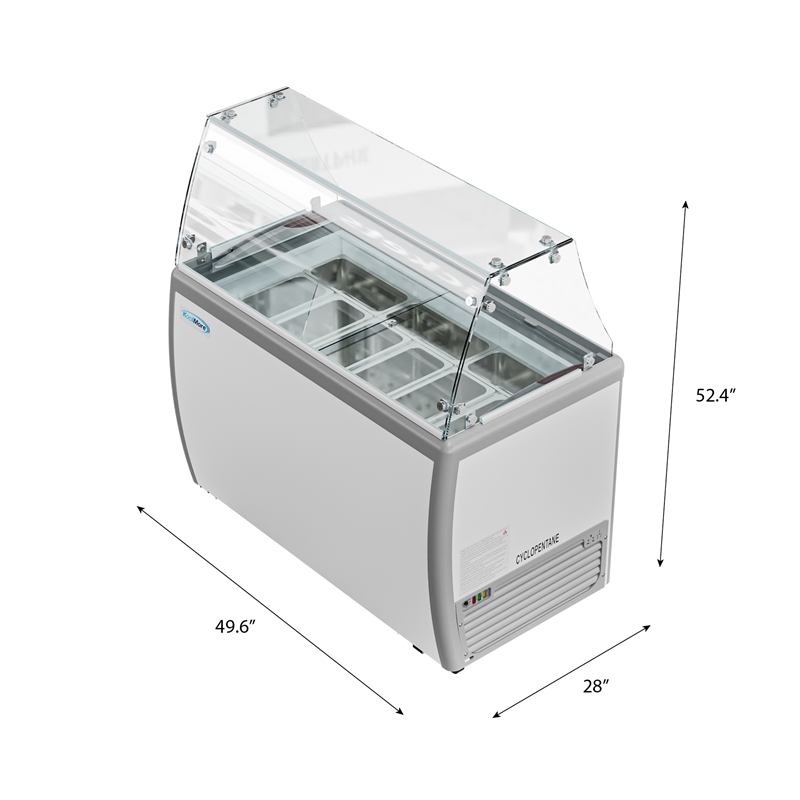 KoolMore 13 Cu. ft. Commercial Gelato Dipping Cabinet w/Protective Sneeze Guard