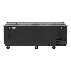 95&quot Commercial Bottle Cooler in Black with Built-In Opener & 30 cu ft