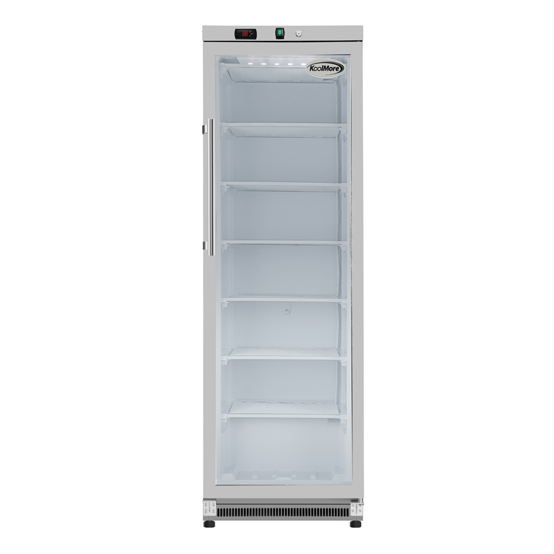 12 Cu ft Commercial Freezer with Glass Door - Manual Defrost in Silver