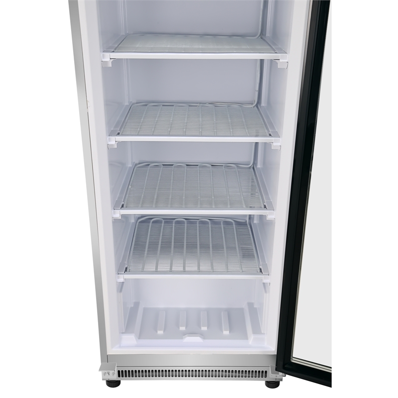 12 Cu ft Commercial Freezer with Glass Door - Manual Defrost in Silver