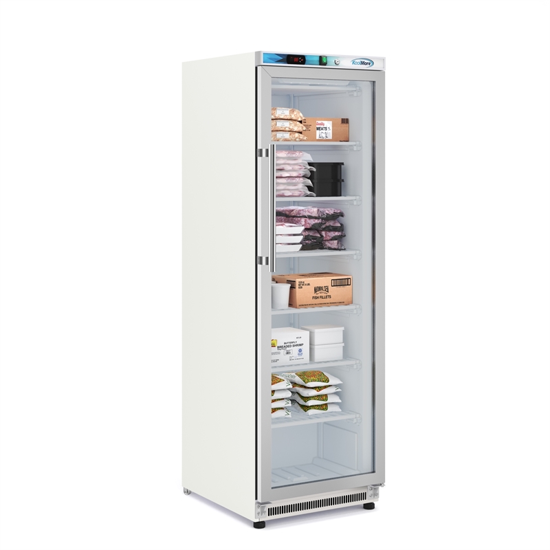 12 Cu ft Commercial Freezer with Glass Door in White - Manual Defrost