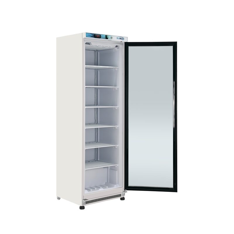 12 Cu ft Commercial Freezer with Glass Door in White - Manual Defrost