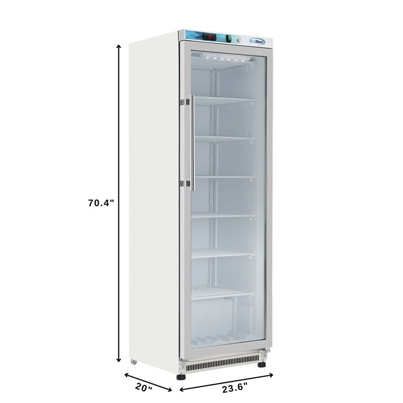 12 Cu ft Commercial Freezer with Glass Door in White - Manual Defrost