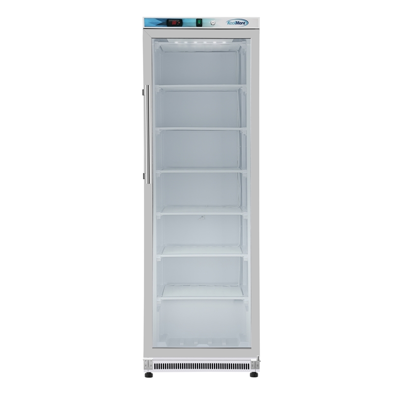 12 Cu ft Commercial Freezer with Glass Door in White - Manual Defrost