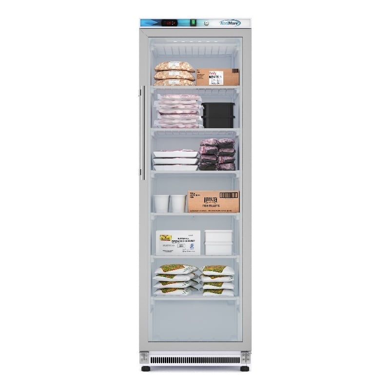12 Cu ft Commercial Freezer with Glass Door in White - Manual Defrost