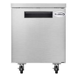 27&quot One-Door Commercial Undercounter Freezer with Casters in Silver