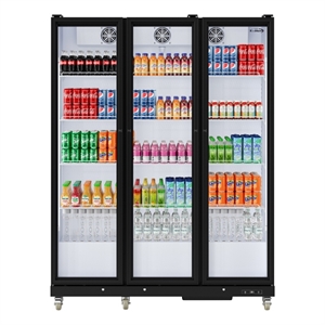 71&quot Commercial 3 Fully Glass Door Merchandiser Refrigerator 46 cu ft in Black