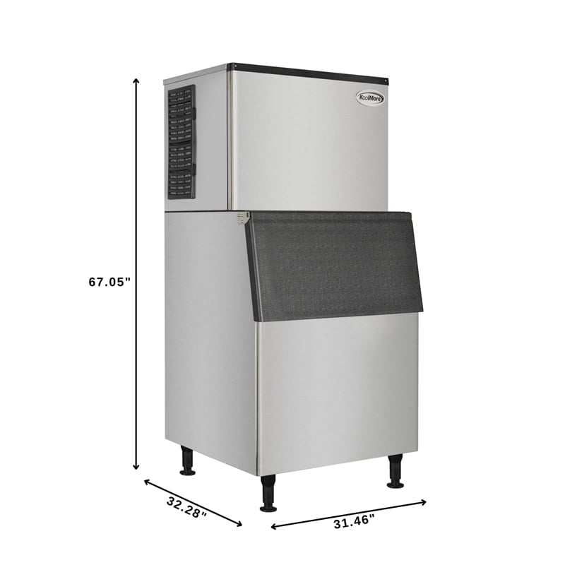 500lbs day Stainless Steel Air Cooled Commercial Ice Machine with 375lbs Storage
