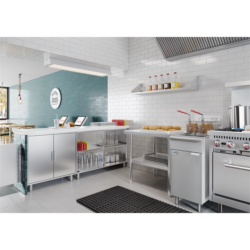 40 lb Floor Natural Gas Commercial Fryer with 90000 BTU in Stainless-Steel