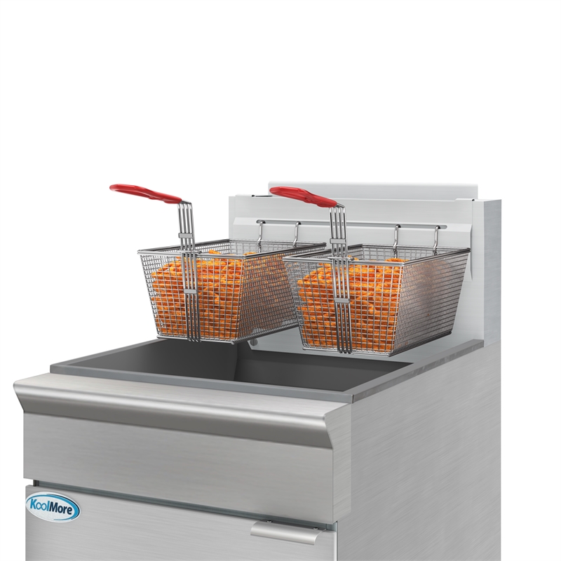75 lb Floor Liquid Propane Commercial Fryer with 150000 BTU in Stainless-Steel