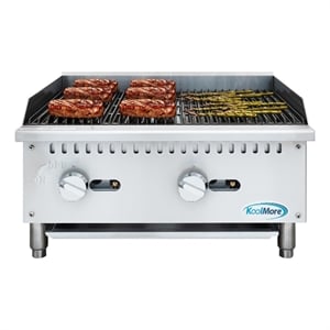 24&quot Commercial 2-Burner Natural Gas Charbroiler w/ 60000 BTU in Stainless-Steel